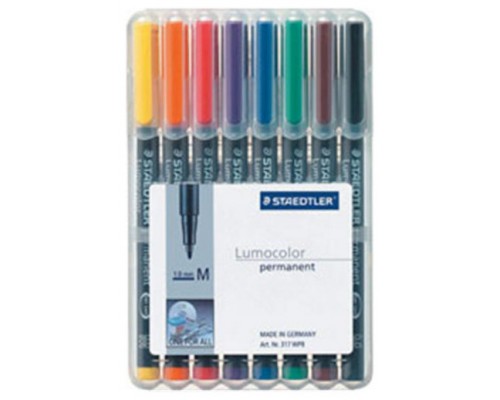 ESTUCHE 8 MARCADORES LUMOCOLOR PERMANENTE PUNTA MEDIA 1MM. SURTIDOS STAEDTLER 317 WP8 (Espera 4 dias)